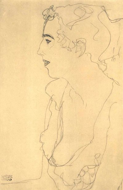 Bust in Profile Facing Left by Gustav Klimt